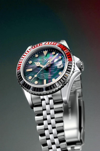 Duxot Men's 40mm Atlantica 40 Rainbow Automatic MOP Dial Crystal Bracelet Watch