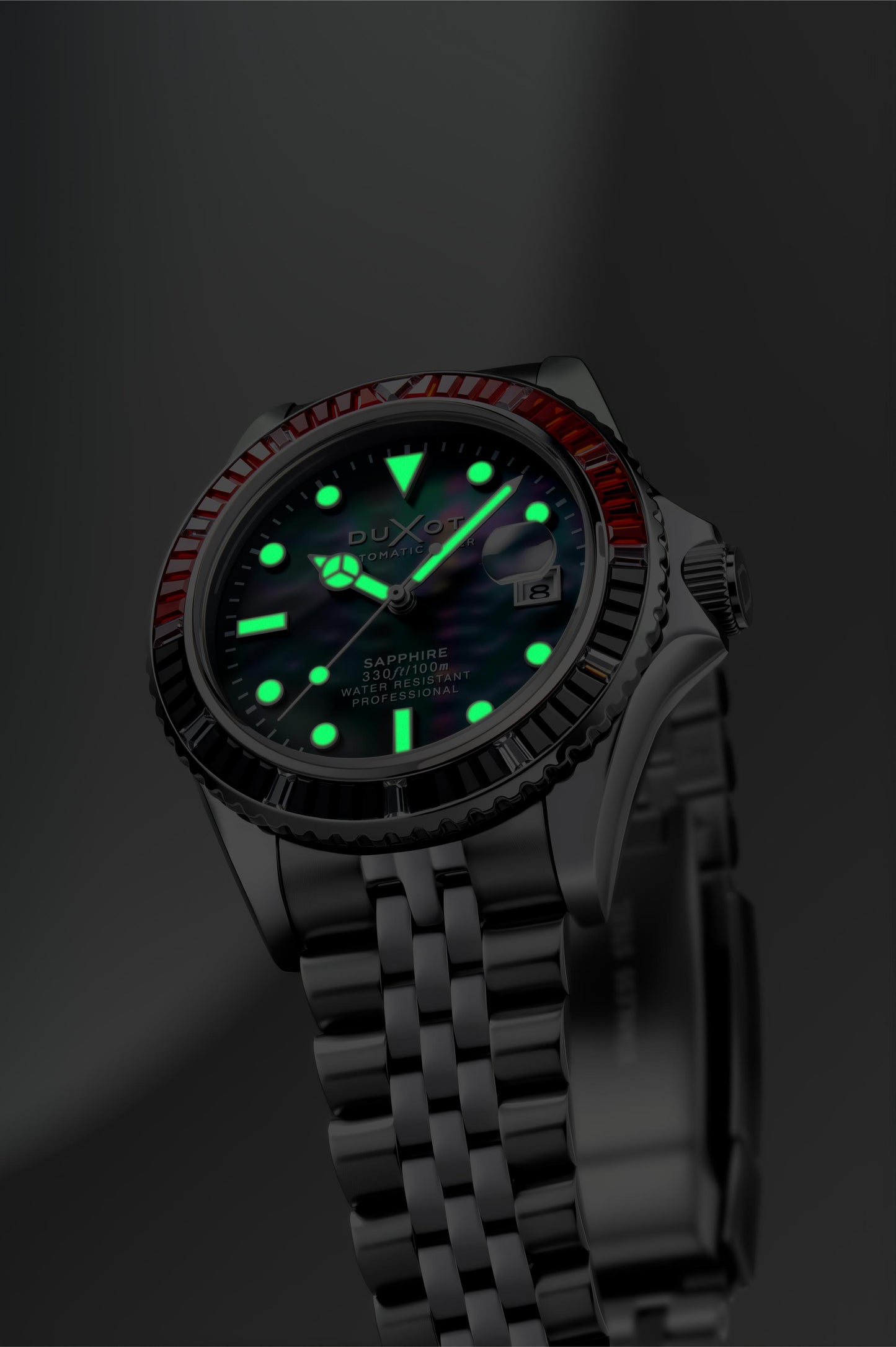 Duxot Men's 40mm Atlantica 40 Rainbow Automatic MOP Dial Crystal Bracelet Watch