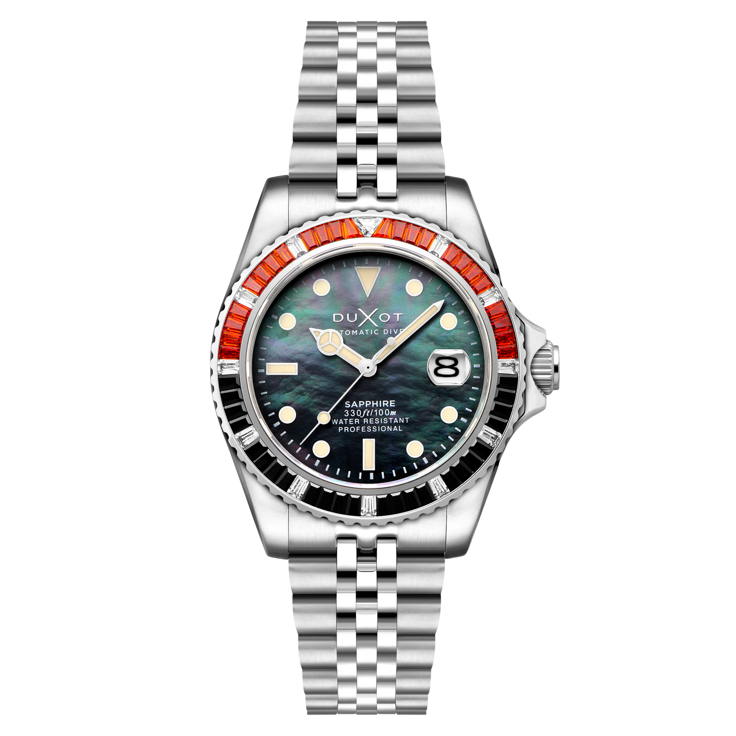 Duxot Men's 40mm Atlantica 40 Rainbow Automatic MOP Dial Crystal Bracelet Watch