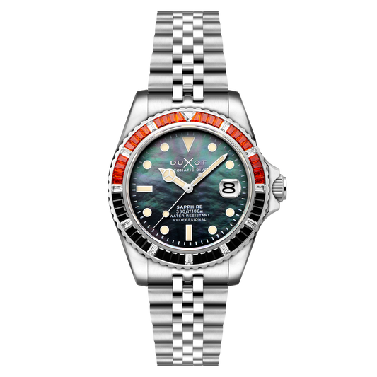 Duxot Men's 40mm Atlantica 40 Rainbow Automatic MOP Dial Crystal Bracelet Watch