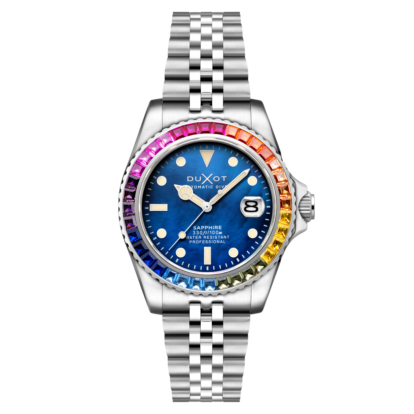 Duxot Men's 40mm Atlantica 40 Rainbow Automatic MOP Dial Crystal Bracelet Watch