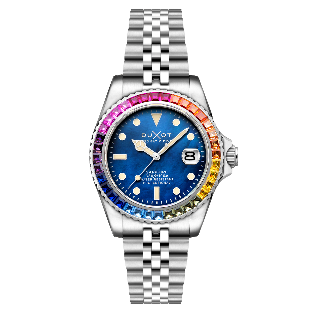Duxot Men's 40mm Atlantica 40 Rainbow Automatic MOP Dial Crystal Bracelet Watch
