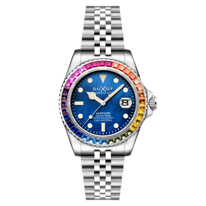 Duxot Men's 40mm Atlantica 40 Rainbow Automatic MOP Dial Crystal Bracelet Watch