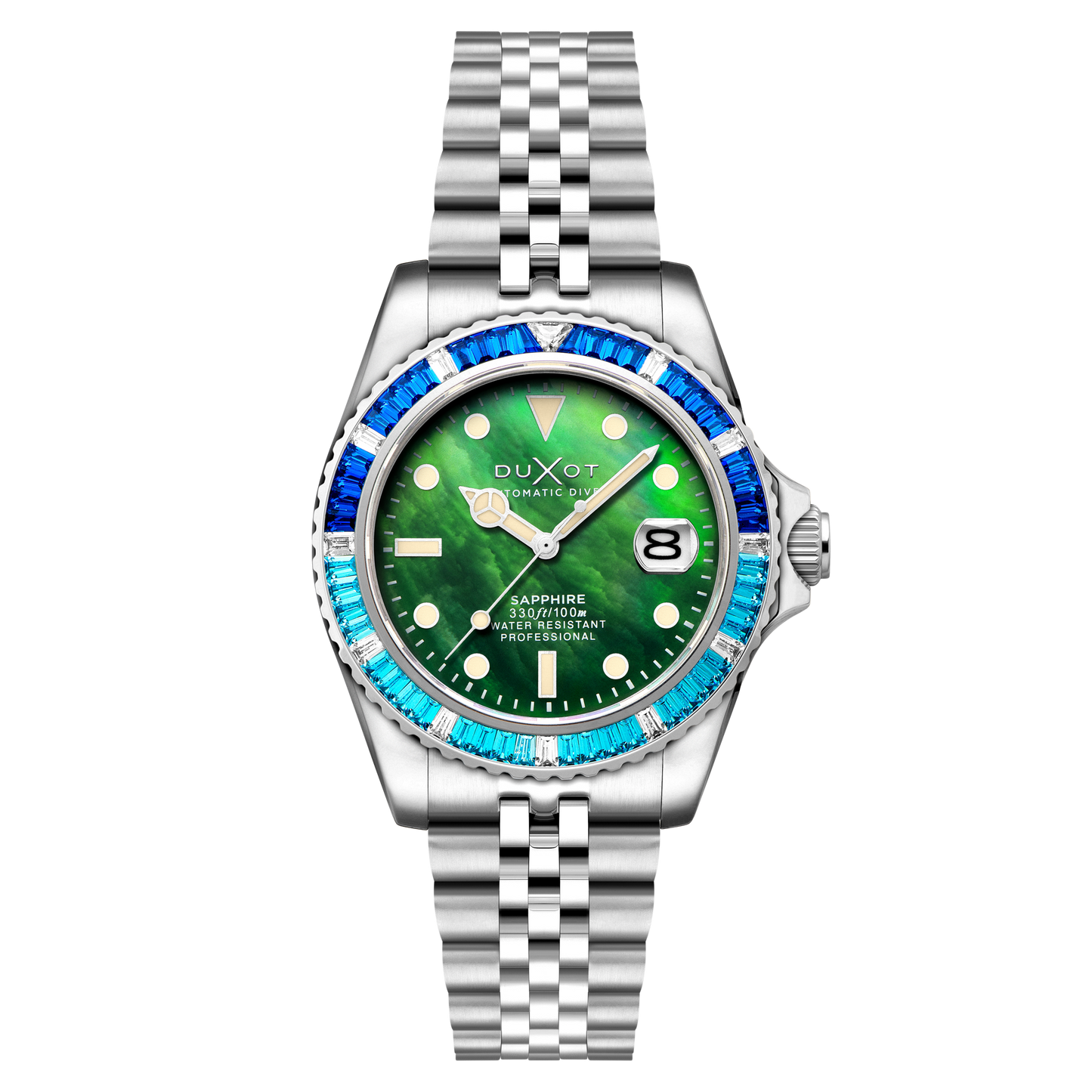 Duxot Men's 40mm Atlantica 40 Rainbow Automatic MOP Dial Crystal Bracelet Watch