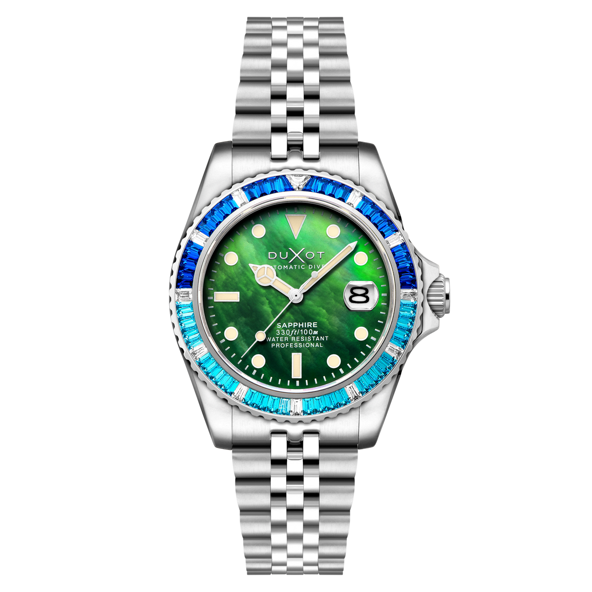 Duxot Men's 40mm Atlantica 40 Rainbow Automatic MOP Dial Crystal Bracelet Watch