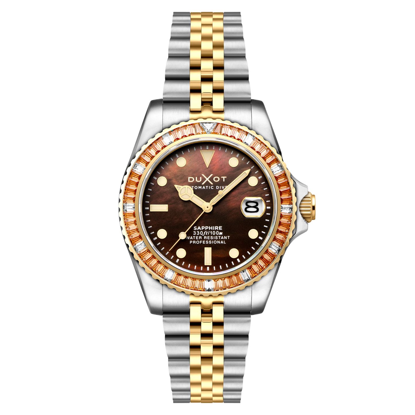 Duxot Men's 40mm Atlantica 40 Rainbow Automatic MOP Dial Crystal Bracelet Watch