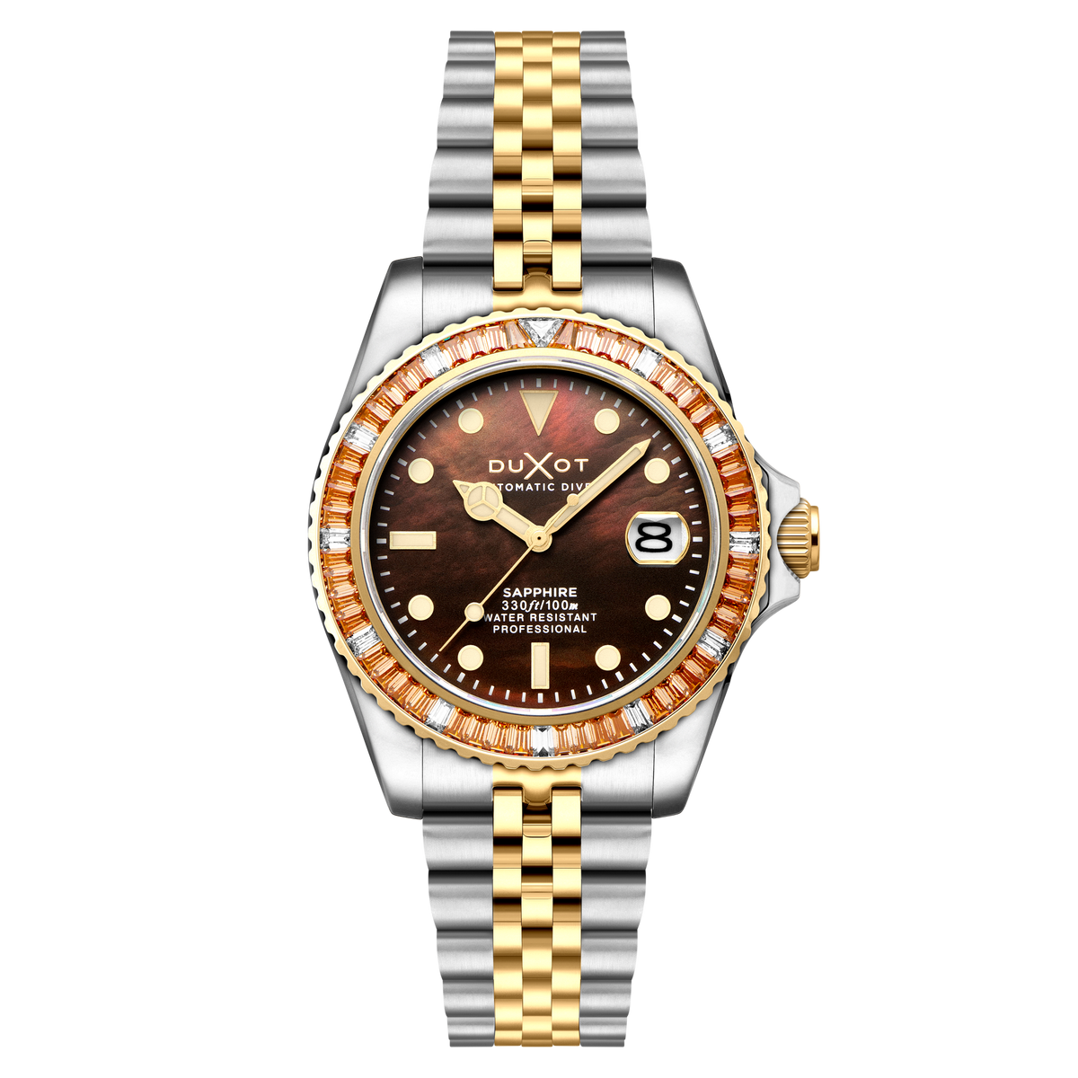 Duxot Men's 40mm Atlantica 40 Rainbow Automatic MOP Dial Crystal Bracelet Watch