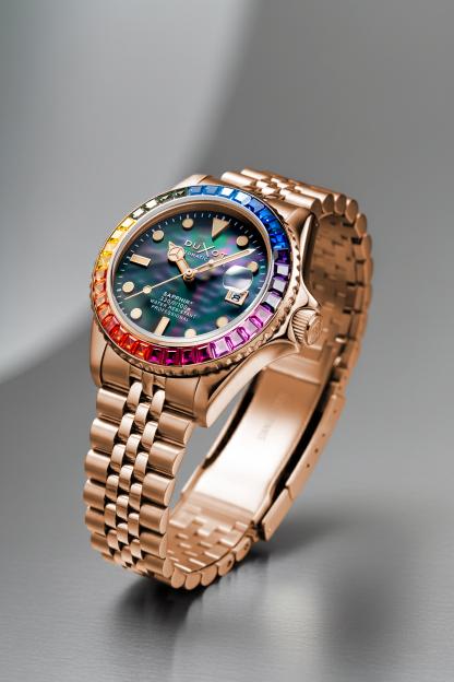 Duxot Men's 40mm Atlantica 40 Rainbow Automatic MOP Dial Crystal Bracelet Watch