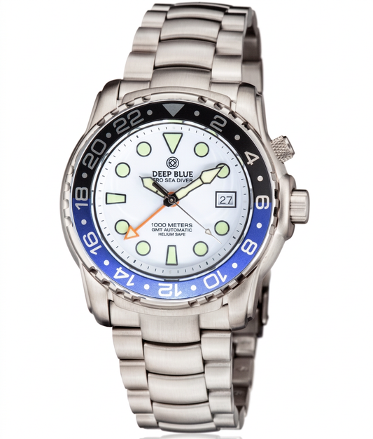 Deep Blue silver watch with blue and black accents