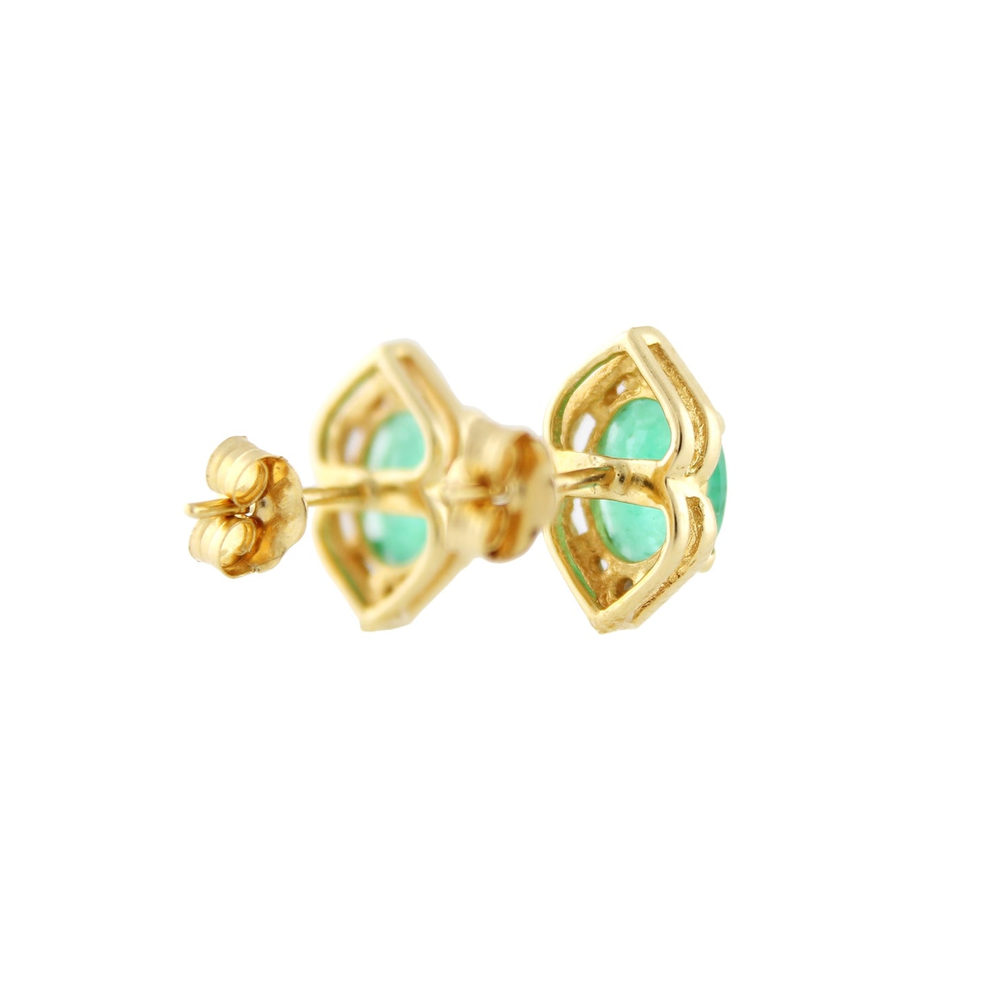 Gilded Lane 10K Gold 7x5mm Sakota Emerald & Diamond Stud Earrings
