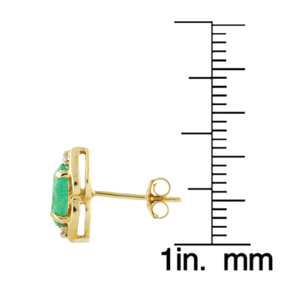 Gilded Lane 10K Gold 7x5mm Sakota Emerald & Diamond Stud Earrings