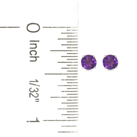 Pinctore Sterling Silver 4mm Round Gemstone Stud Earrings