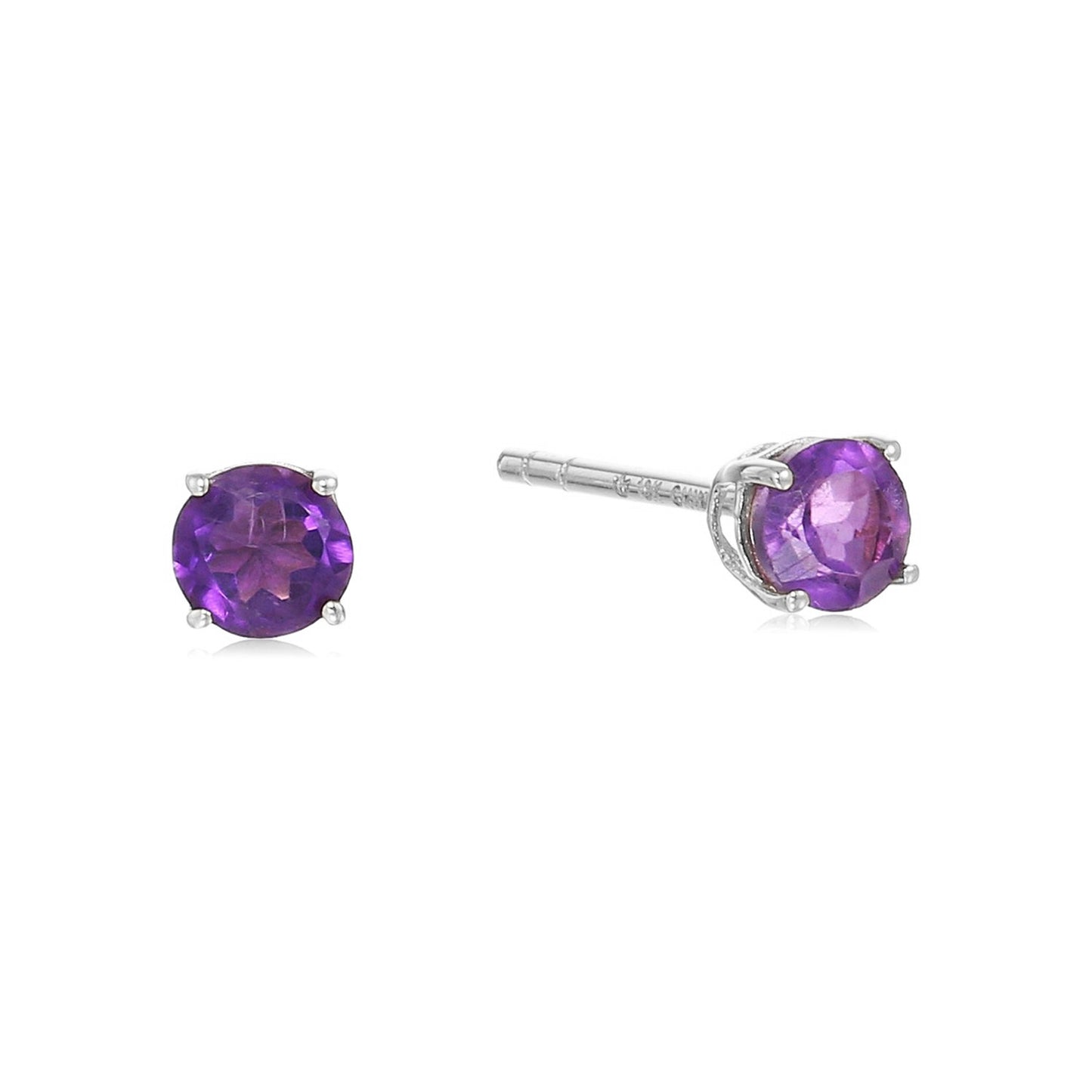 Pinctore Sterling Silver 4mm Round Gemstone Stud Earrings