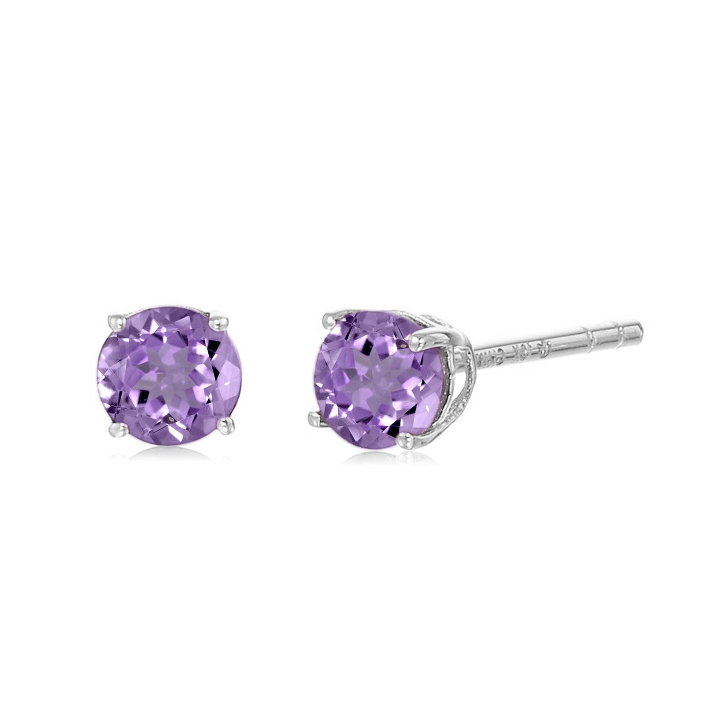 Pinctore Sterling Silver 4mm Round Gemstone Stud Earrings