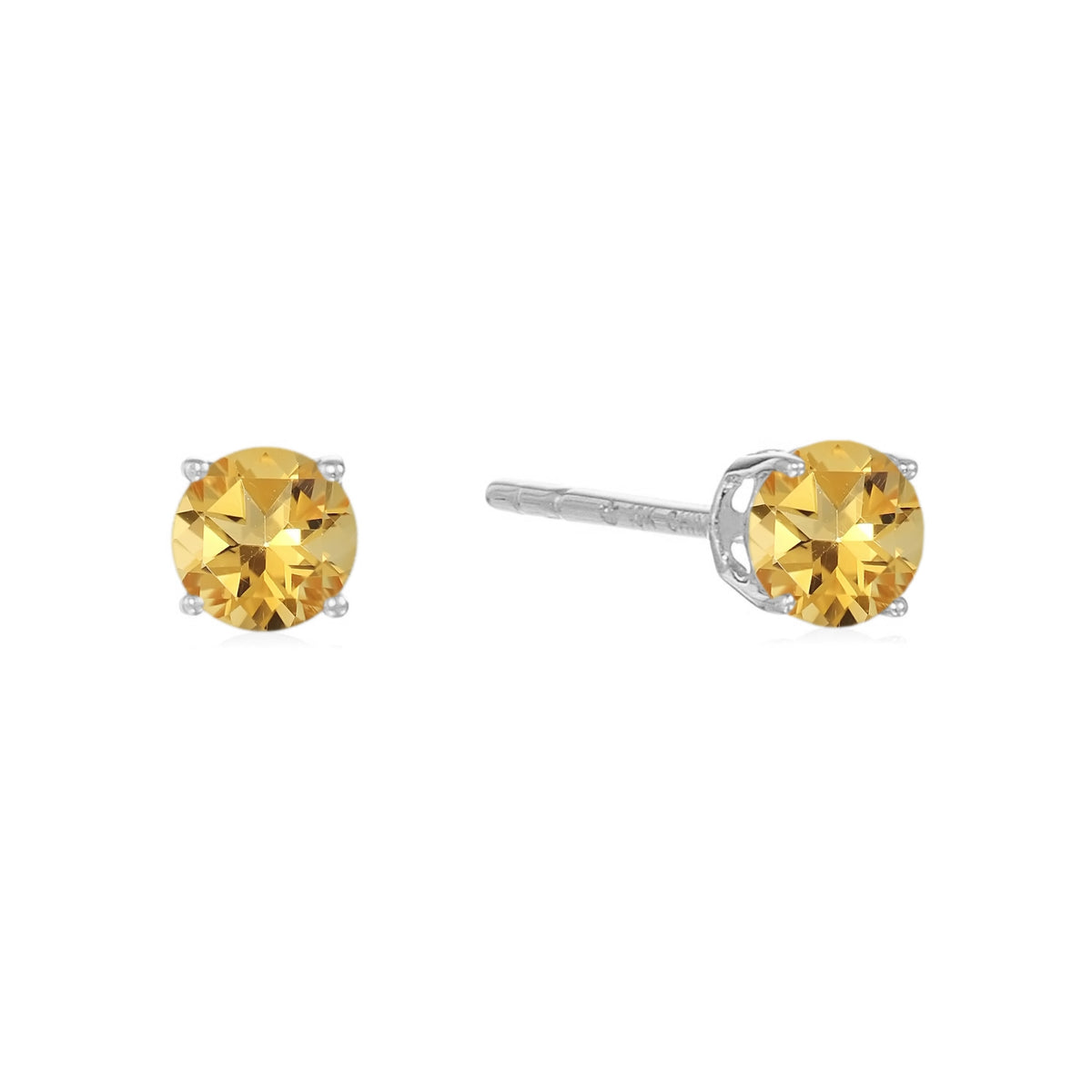 Gem Treasures Sterling Silver 4mm Round Gemstone Stud Earrings