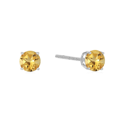 Pinctore Sterling Silver 4mm Round Gemstone Stud Earrings