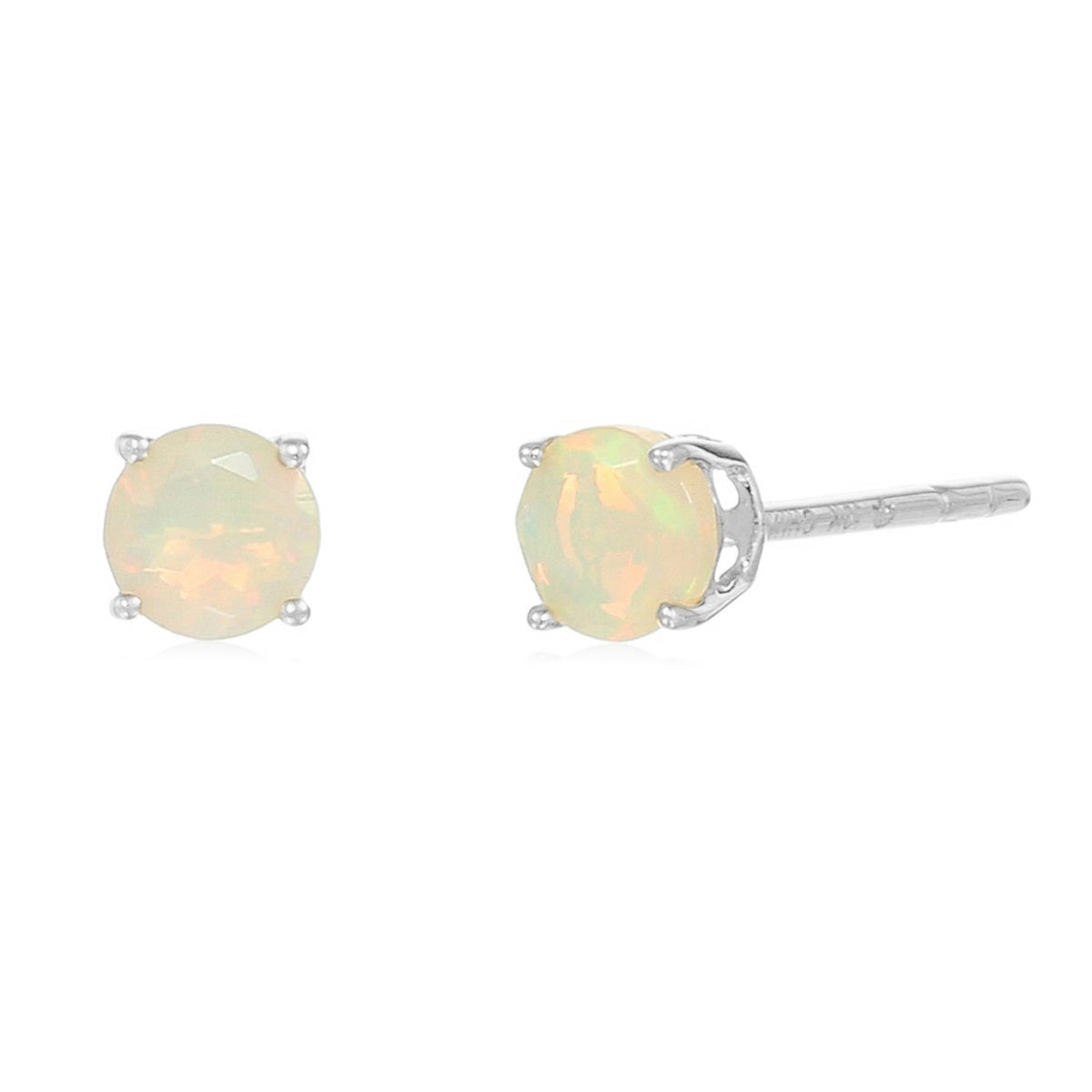 Gem Treasures Sterling Silver 4mm Round Gemstone Stud Earrings