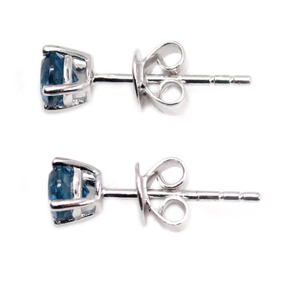 Pinctore Sterling Silver 4mm Round Gemstone Stud Earrings
