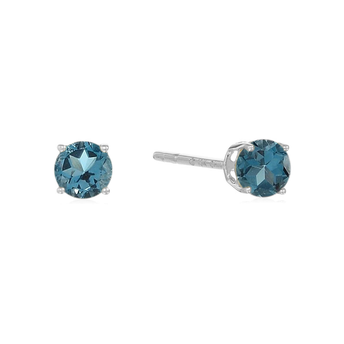 Gem Treasures Sterling Silver 4mm Round Gemstone Stud Earrings