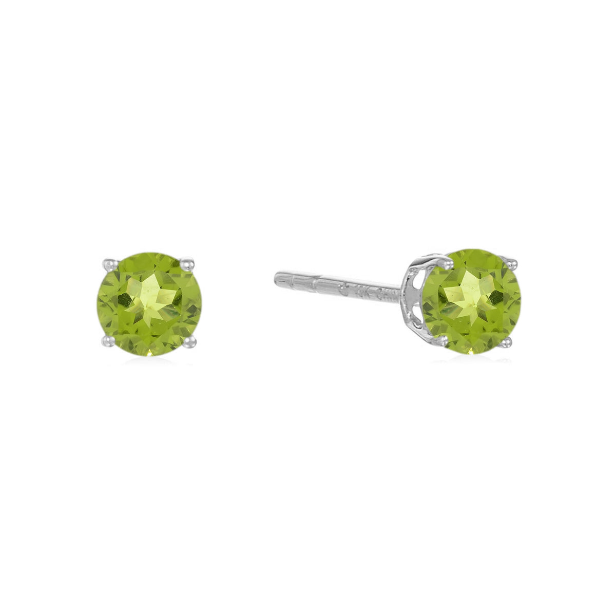 Gem Treasures Sterling Silver 4mm Round Gemstone Stud Earrings