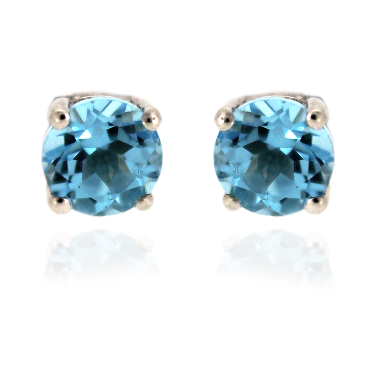 Gem Treasures Sterling Silver 4mm Round Gemstone Stud Earrings