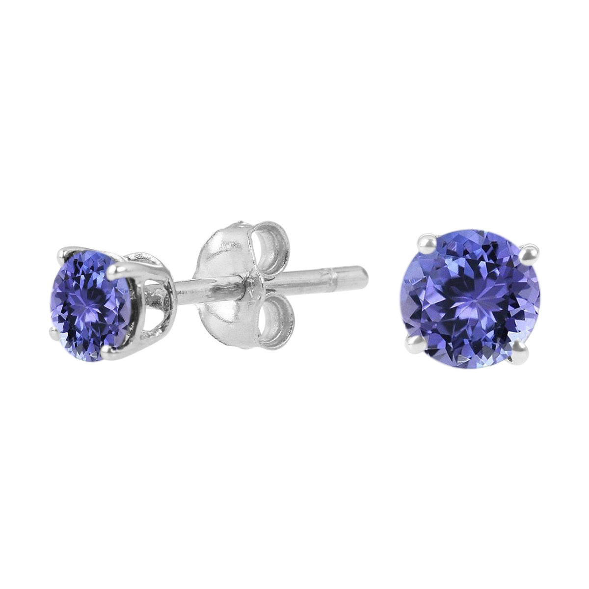Gem Treasures Sterling Silver 4mm Round Gemstone Stud Earrings