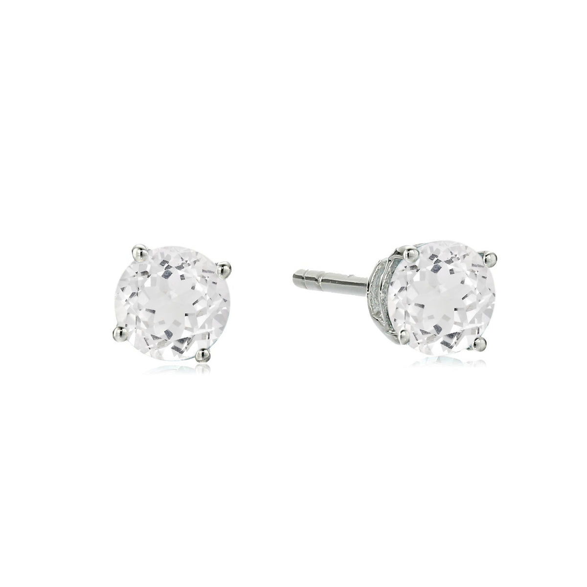 Gem Treasures Sterling Silver 4mm Round Gemstone Stud Earrings