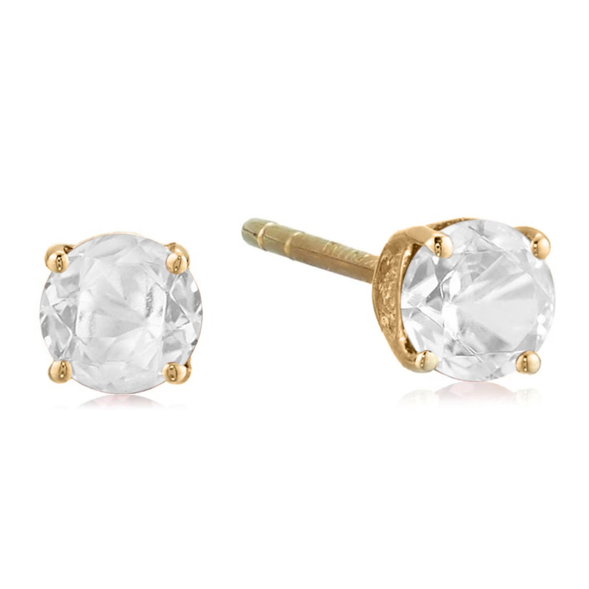 Gilded Lane 10K Gold 4mm Round Gemstone Stud Earrings