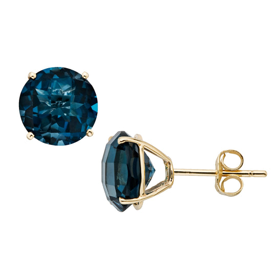 Gilded Lane 14K Gold 8mm Round Gemstone Stud Earrings