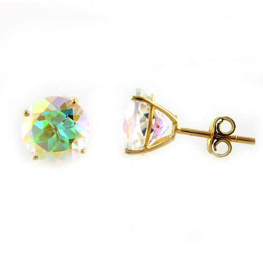 Gilded Lane 14K Gold 8mm Round Gemstone Stud Earrings