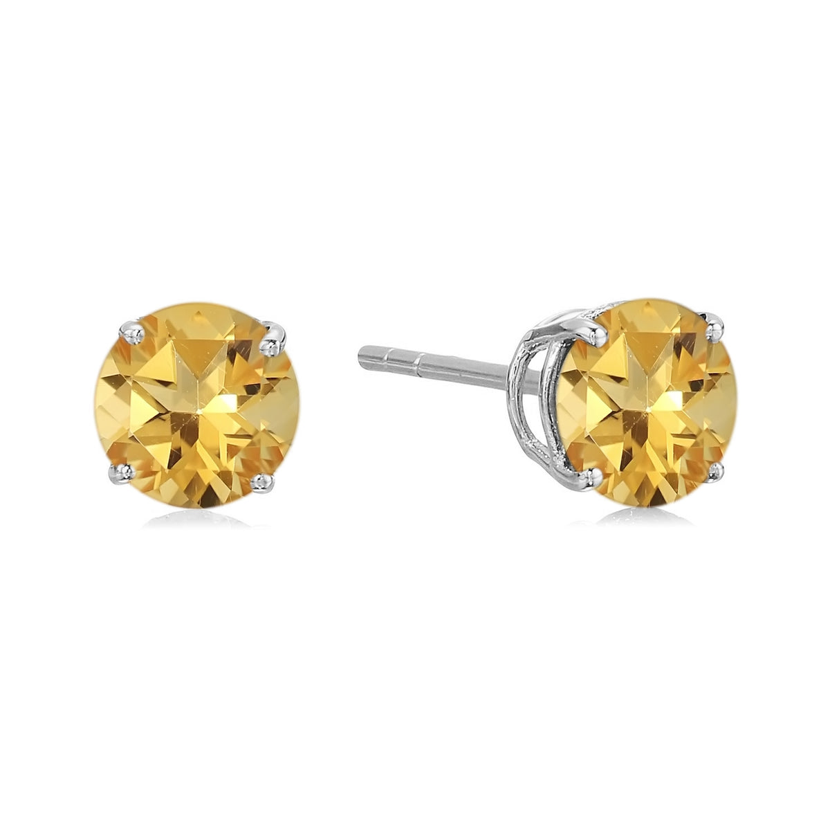 Gem Treasures Sterling Silver 6mm Round Gemstone Stud Earrings
