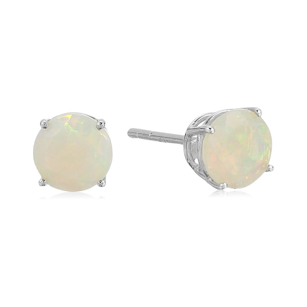 Gem Treasures Sterling Silver 6mm Round Gemstone Stud Earrings