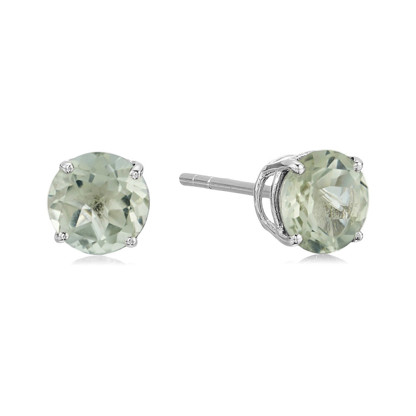 Pinctore Sterling Silver 6mm Round Gemstone Stud Earrings