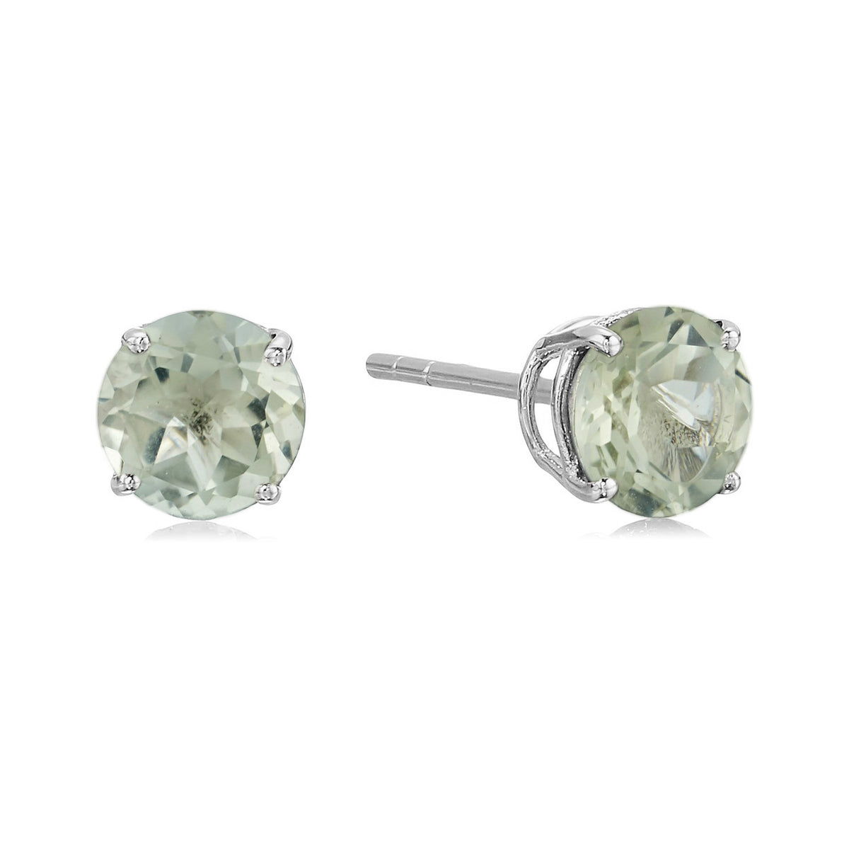 Gem Treasures Sterling Silver 6mm Round Gemstone Stud Earrings