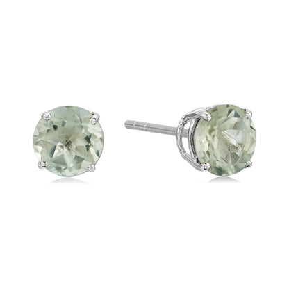 Pinctore Sterling Silver 6mm Round Gemstone Stud Earrings