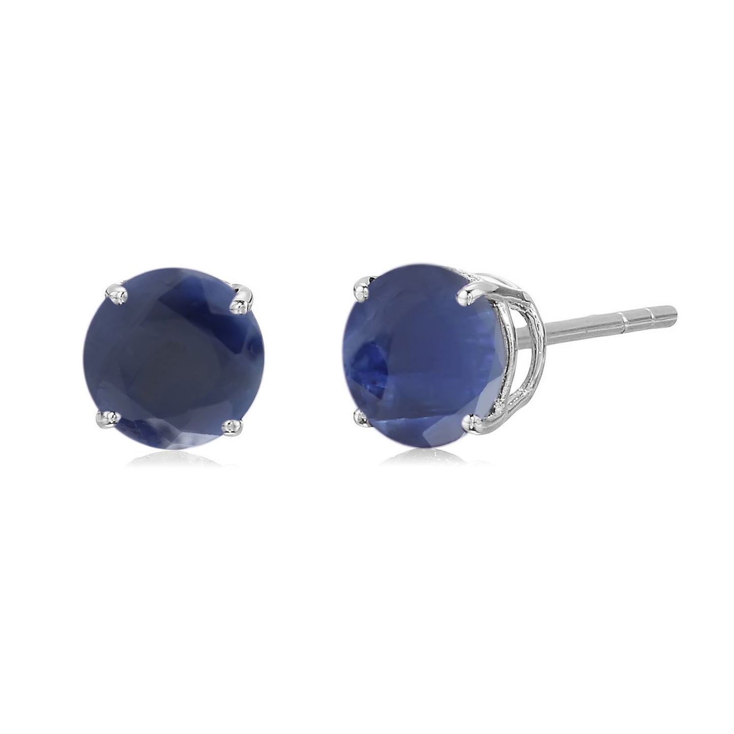 Pinctore Sterling Silver 6mm Round Gemstone Stud Earrings