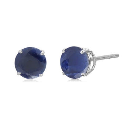 Pinctore Sterling Silver 6mm Round Gemstone Stud Earrings