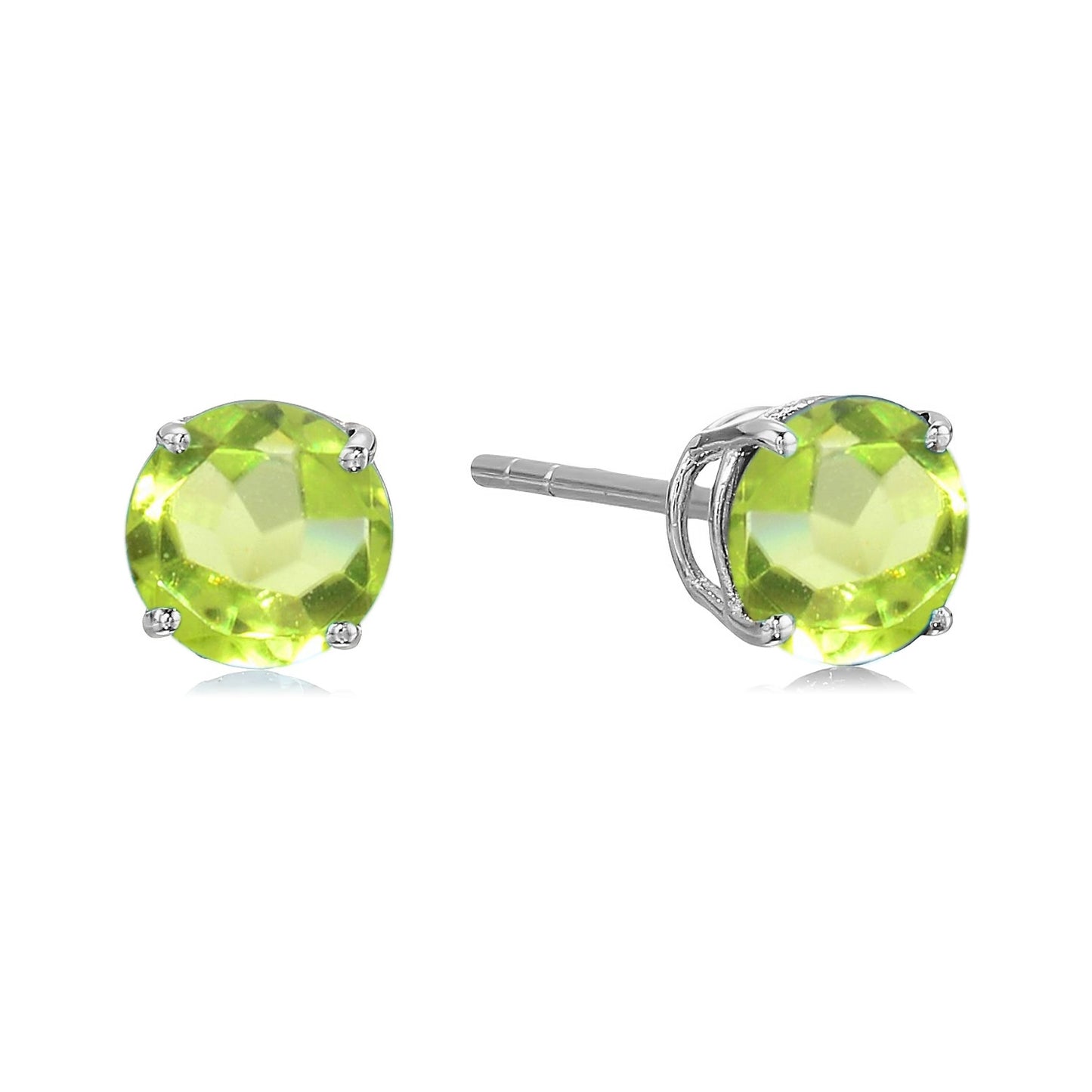 Pinctore Sterling Silver 6mm Round Gemstone Stud Earrings