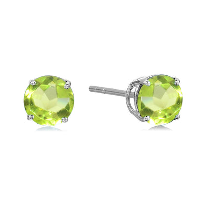 Pinctore Sterling Silver 6mm Round Gemstone Stud Earrings