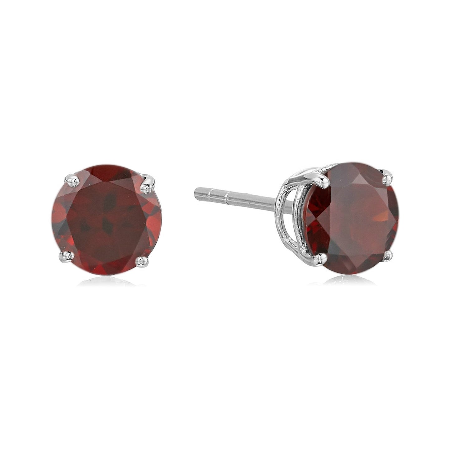 Pinctore Sterling Silver 6mm Round Gemstone Stud Earrings
