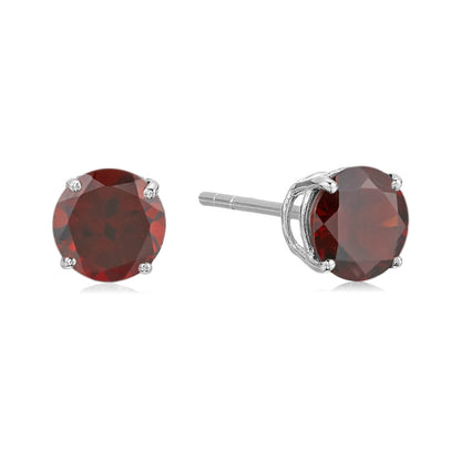 Pinctore Sterling Silver 6mm Round Gemstone Stud Earrings
