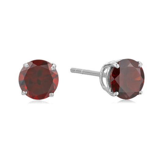 Pinctore Sterling Silver 6mm Round Gemstone Stud Earrings