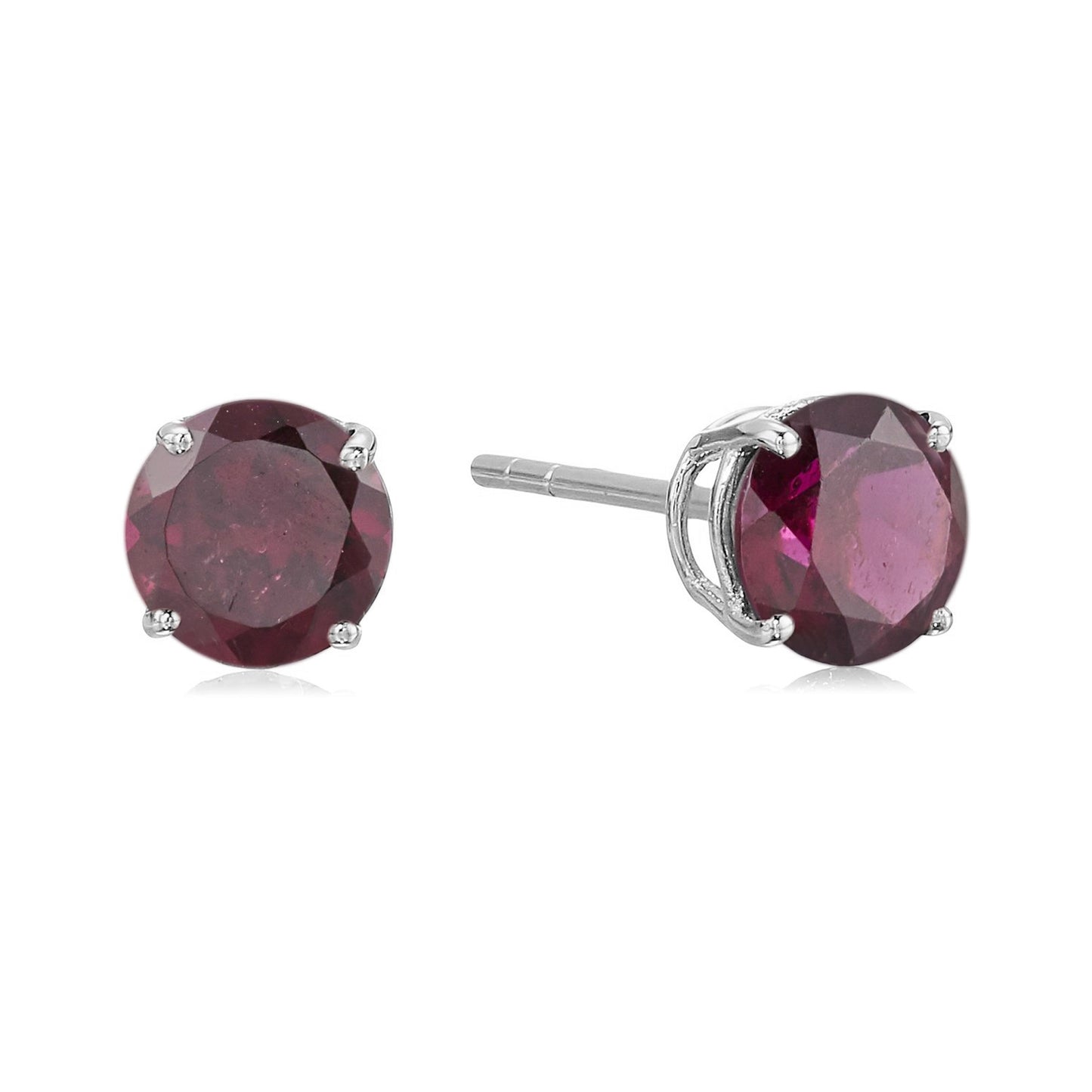 Pinctore Sterling Silver 6mm Round Gemstone Stud Earrings