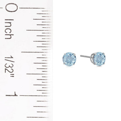 Pinctore Sterling Silver 6mm Round Gemstone Stud Earrings