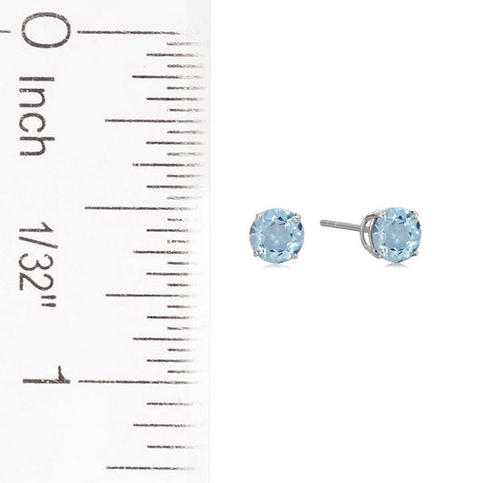 Pinctore Sterling Silver 6mm Round Gemstone Stud Earrings