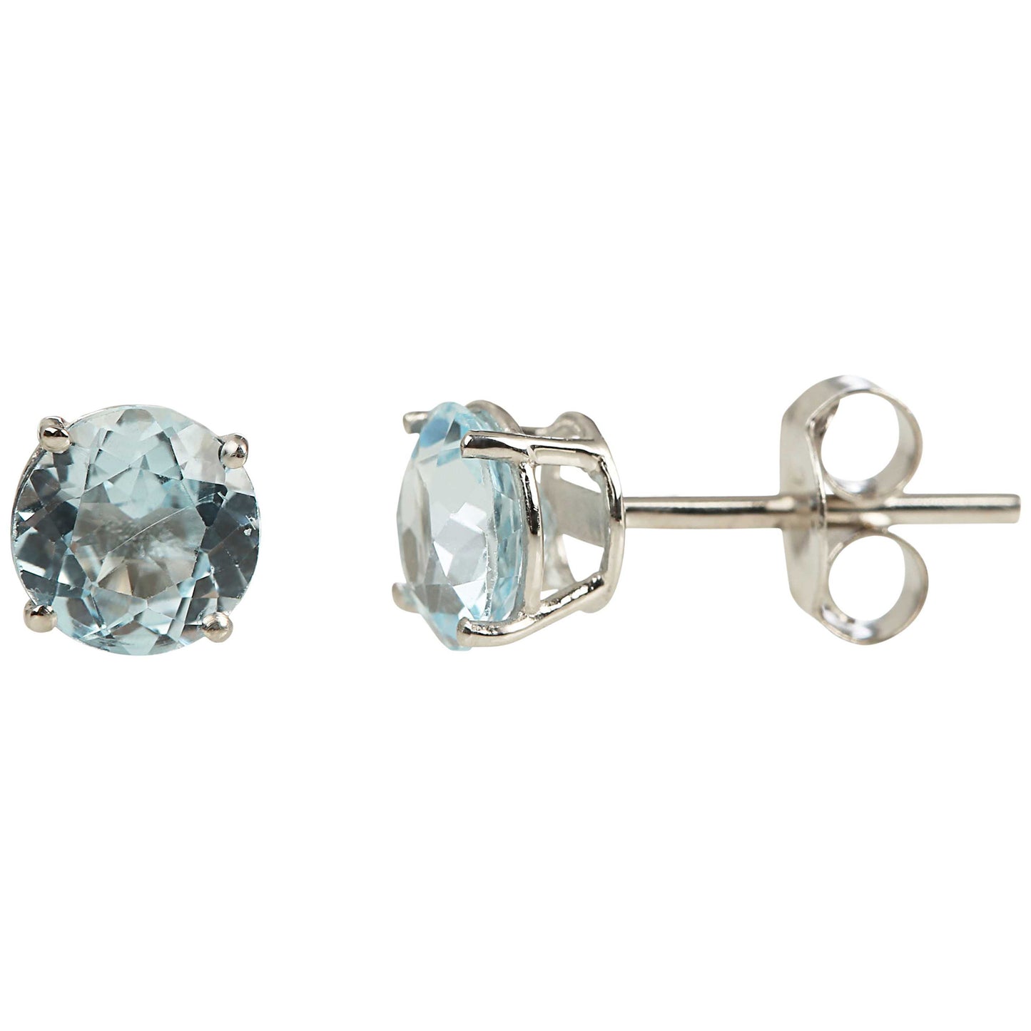 Pinctore Sterling Silver 6mm Round Gemstone Stud Earrings