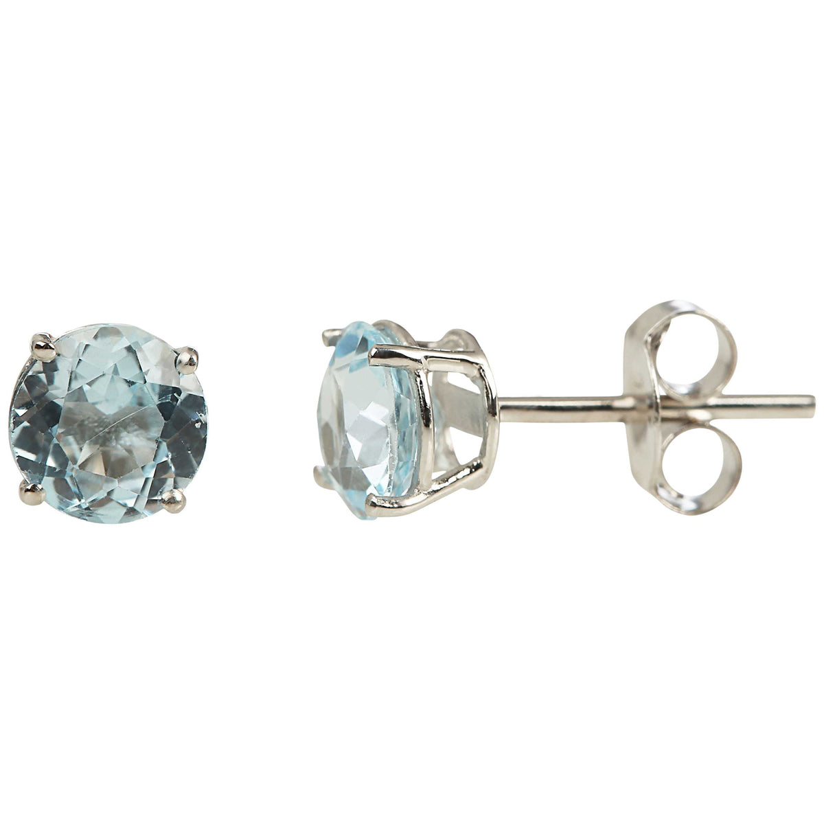 Gem Treasures Sterling Silver 6mm Round Gemstone Stud Earrings