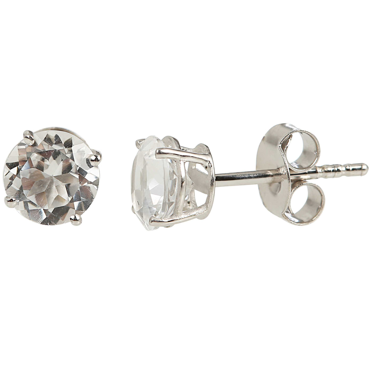 Gem Treasures Sterling Silver 6mm Round Gemstone Stud Earrings