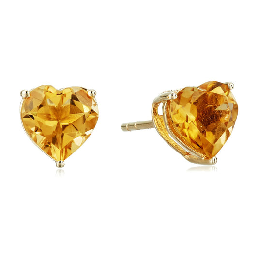 Gilded Lane 10K Gold 7mm Heart-Shaped Gemstone Stud Earrings