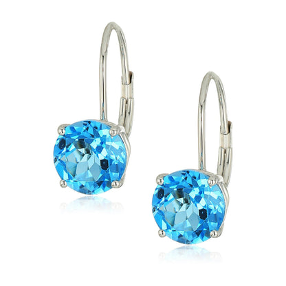 Gilded Lane 10K Gold 7mm Round Gemstone Drop Earrings